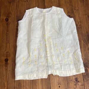 Vintage baby dress pale yellow with embroidered flowers